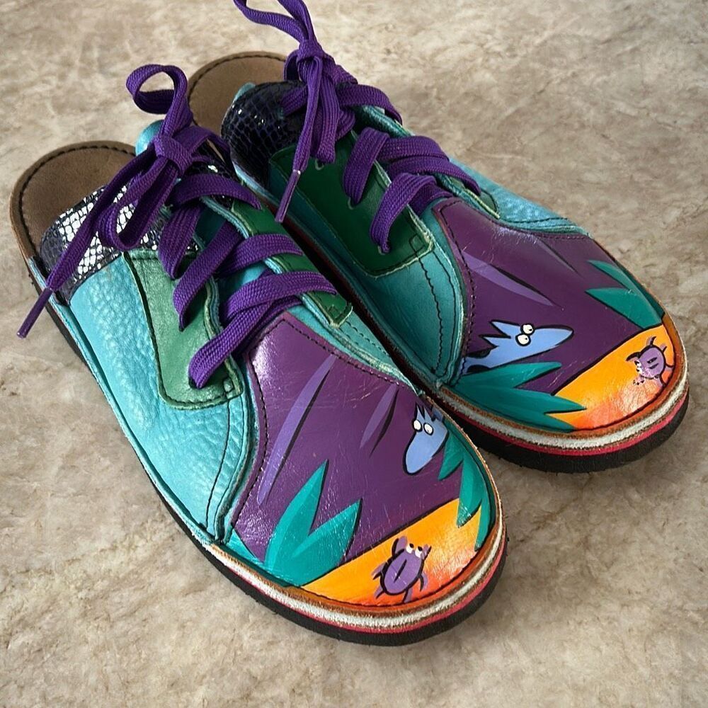 SOLE TECH Hand Painted Leather Mules Size 8